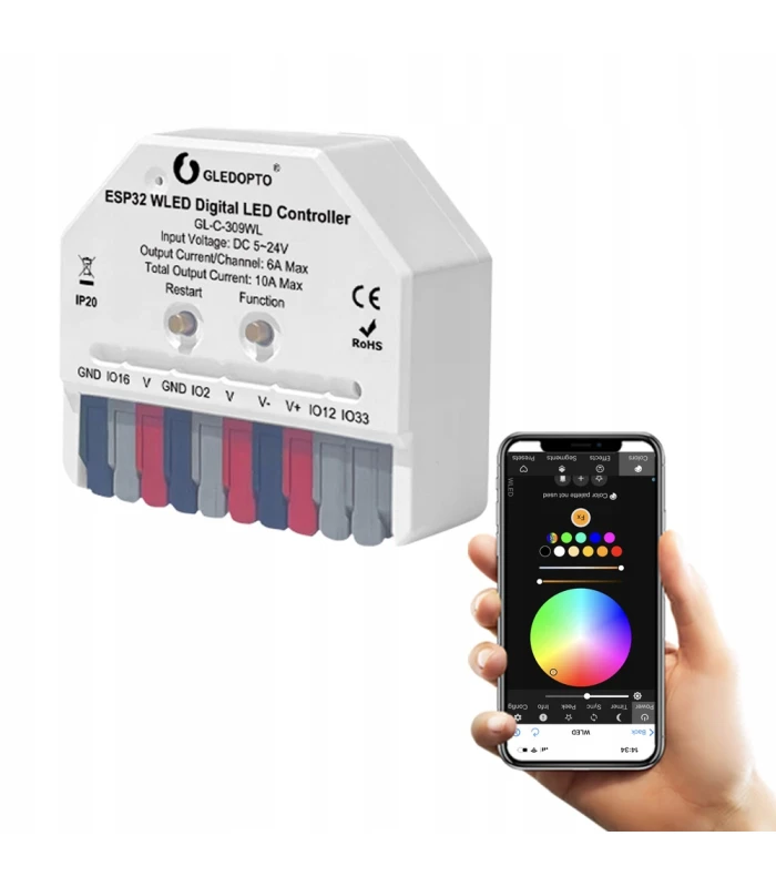 Cyfrowa taśma LED COB Magic Pixel WLED WS2811 RGBIC 720 LED/m 24V IP20 5m