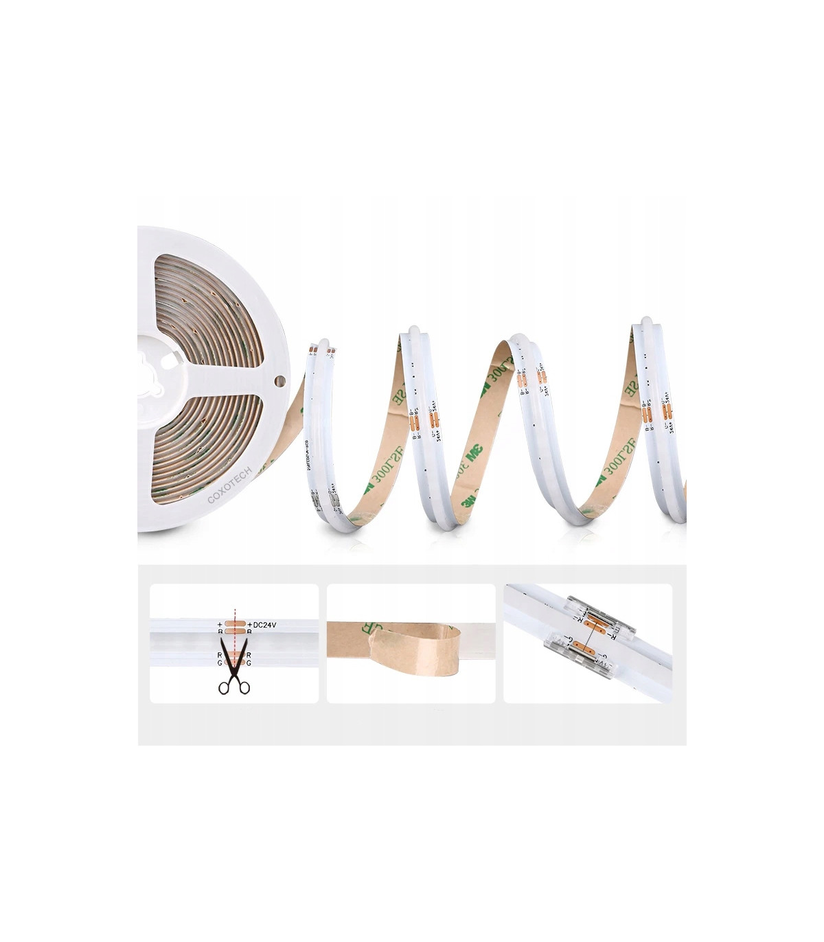 Taśma pasek LED COB RGB 12V rolka 5 metrów 810 LED/m NEON MOCNA IP20