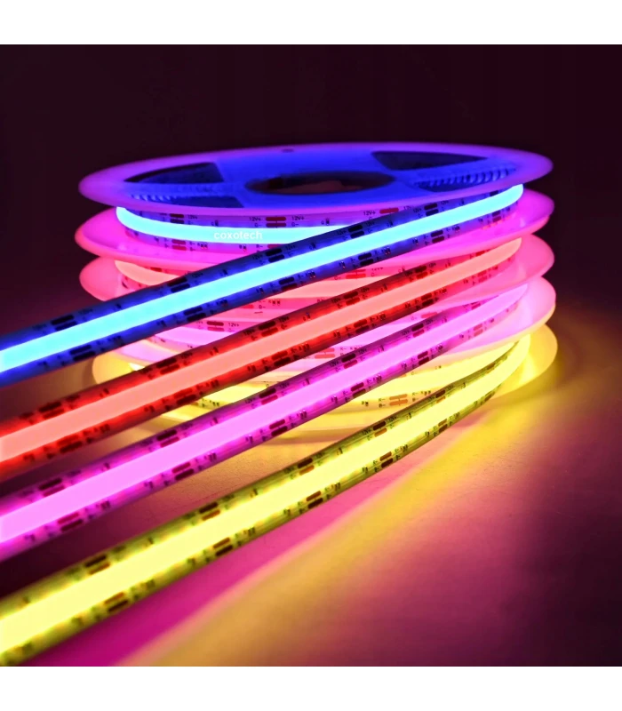 Taśma pasek LED COB RGB 12V rolka 5 metrów 840 LED/m NEON MOCNA IP20
