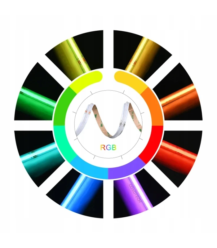 Taśma pasek LED COB RGB 12V rolka 5 metrów 840 LED/m NEON MOCNA IP20