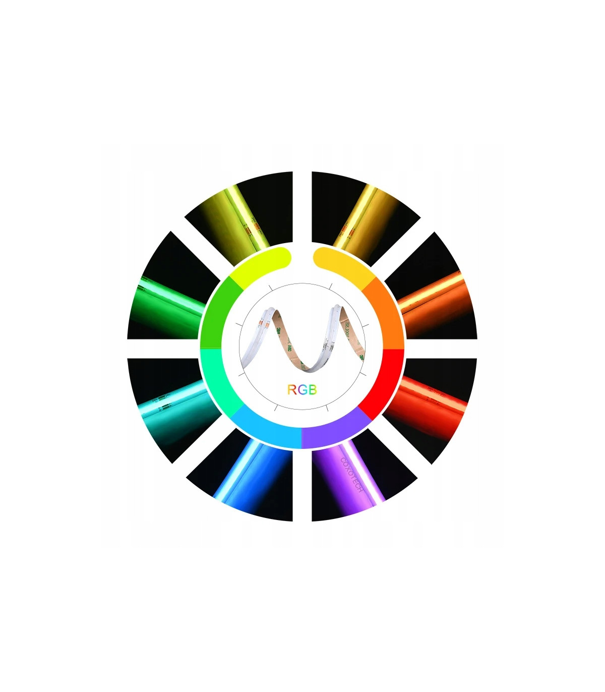 Taśma pasek LED COB RGB 12V rolka 5 metrów 810 LED/m NEON MOCNA IP20