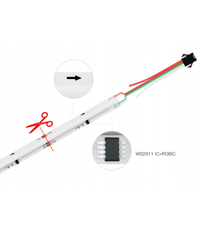 Cyfrowa taśma LED COB WLED WS2814 RGBIC + BIAŁY neutralny 784 LED/m 24V 5m