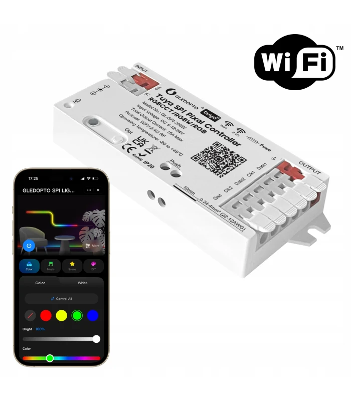 Sterownik WiFi LED SPI TUYA Pixel RGBIC WS281x MIKROFON do cyfrowych taśm