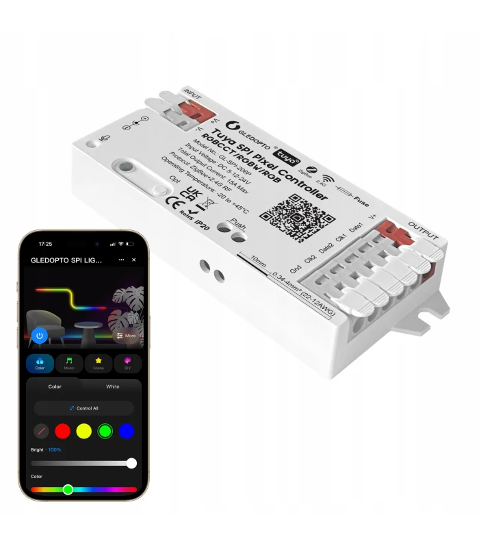 Sterownik ZigBee LED SPI TUYA Pixel RGBIC WS281x MIKROFON do cyfrowych taśm