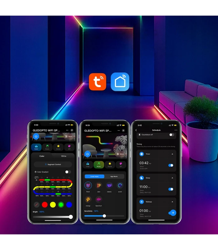 Sterownik WiFi LED SPI TUYA Pixel RGBIC WS281x MIKROFON do cyfrowych taśm