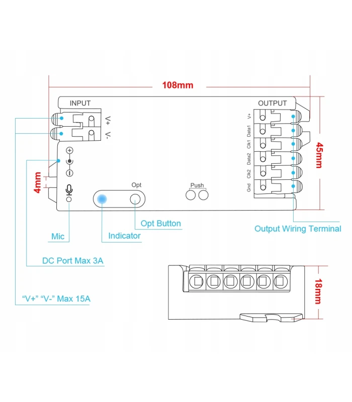 Sterownik ZigBee LED SPI TUYA Pixel RGBIC WS281x MIKROFON do cyfrowych taśm