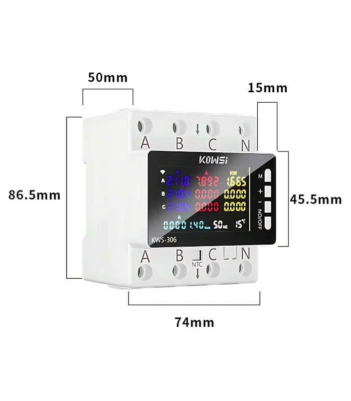 Trójfazowy licznik energii prądu mocy watomierz przekaźnik 80A z LCD na DIN