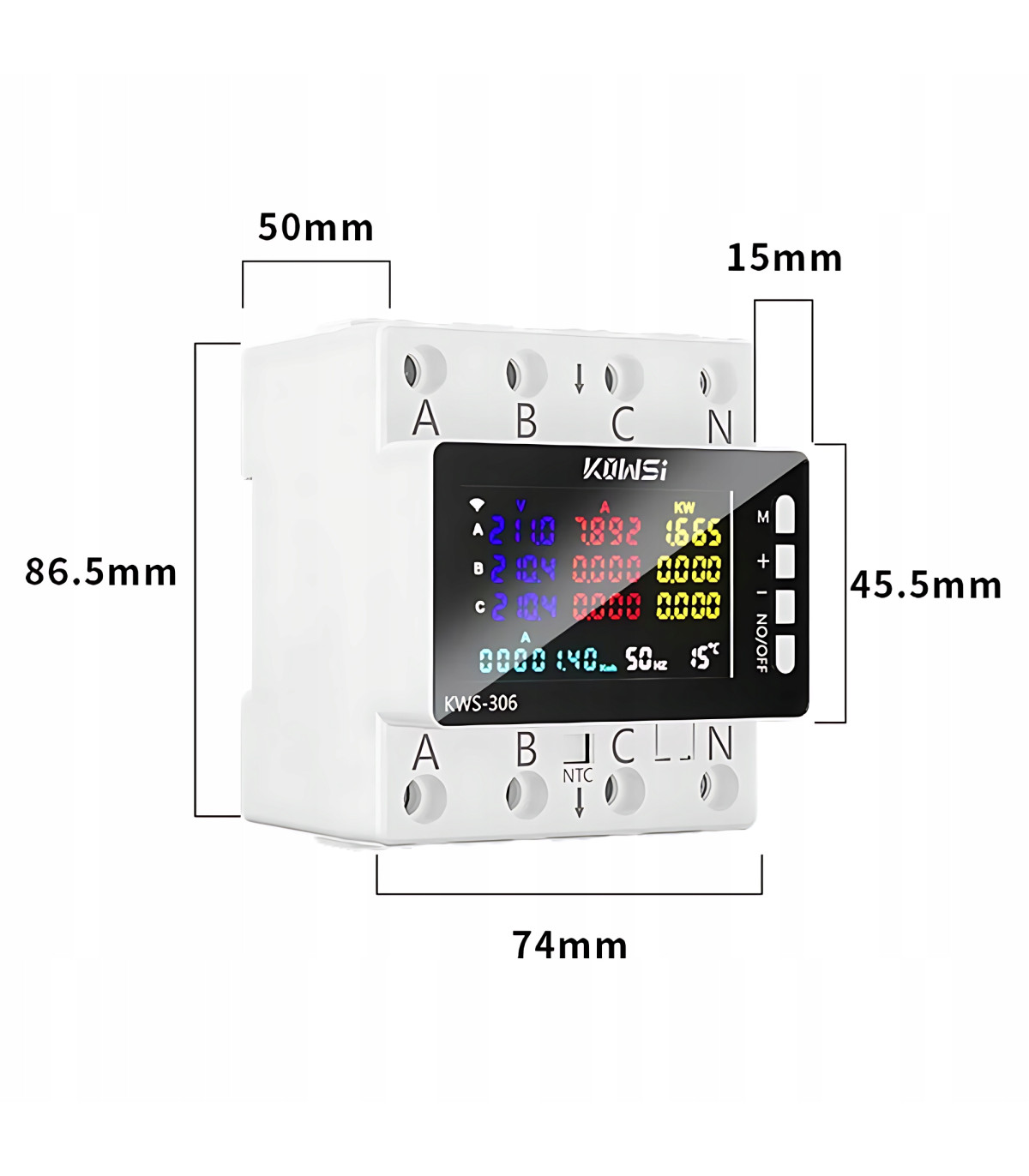 Trójfazowy licznik energii prądu mocy watomierz przekaźnik 80A z LCD na DIN