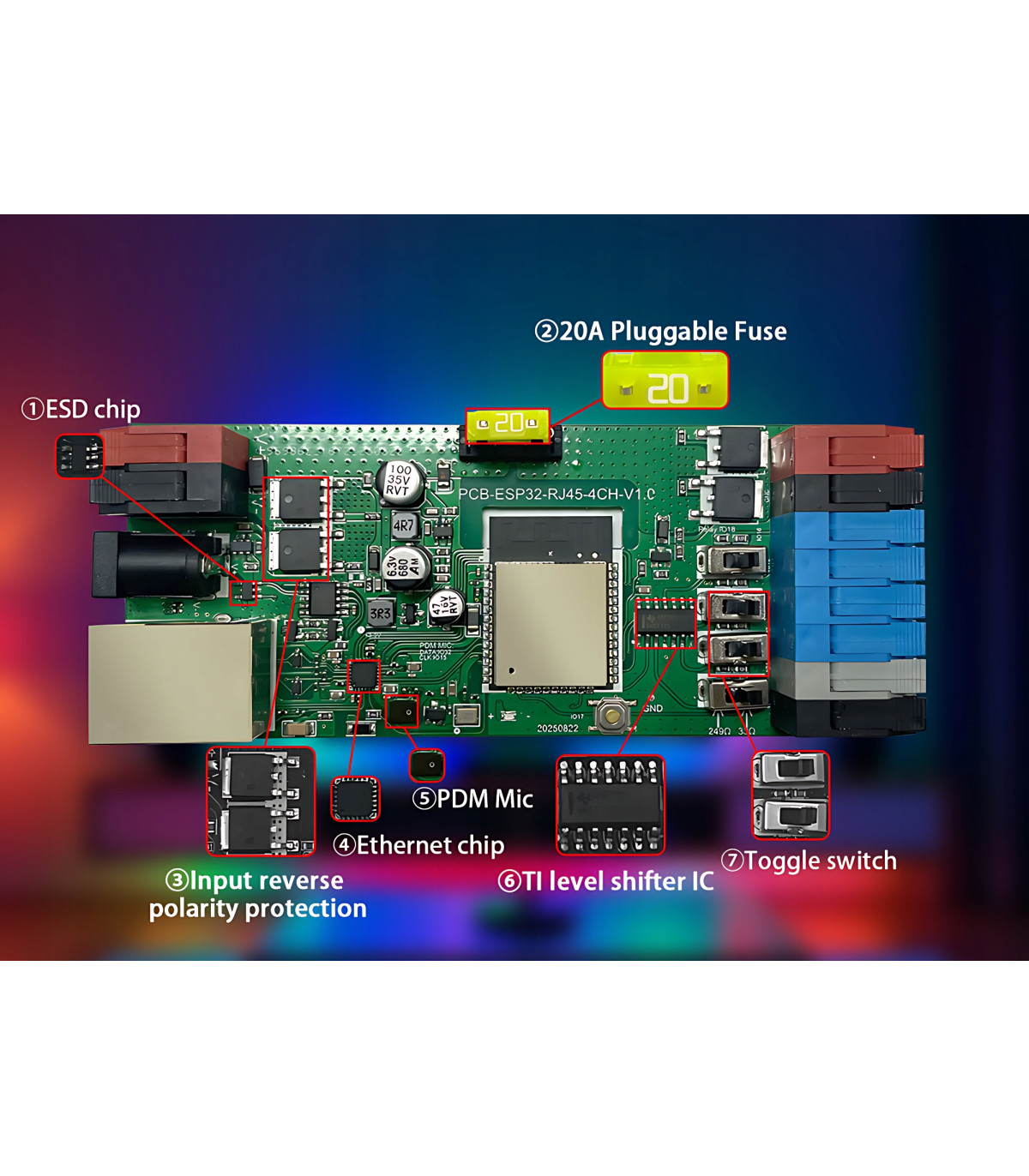Sterownik LED WLED RGBIC WiFi ESP32 Ethernet RJ45 PWM WS281x MQTT 4 KANAŁY
