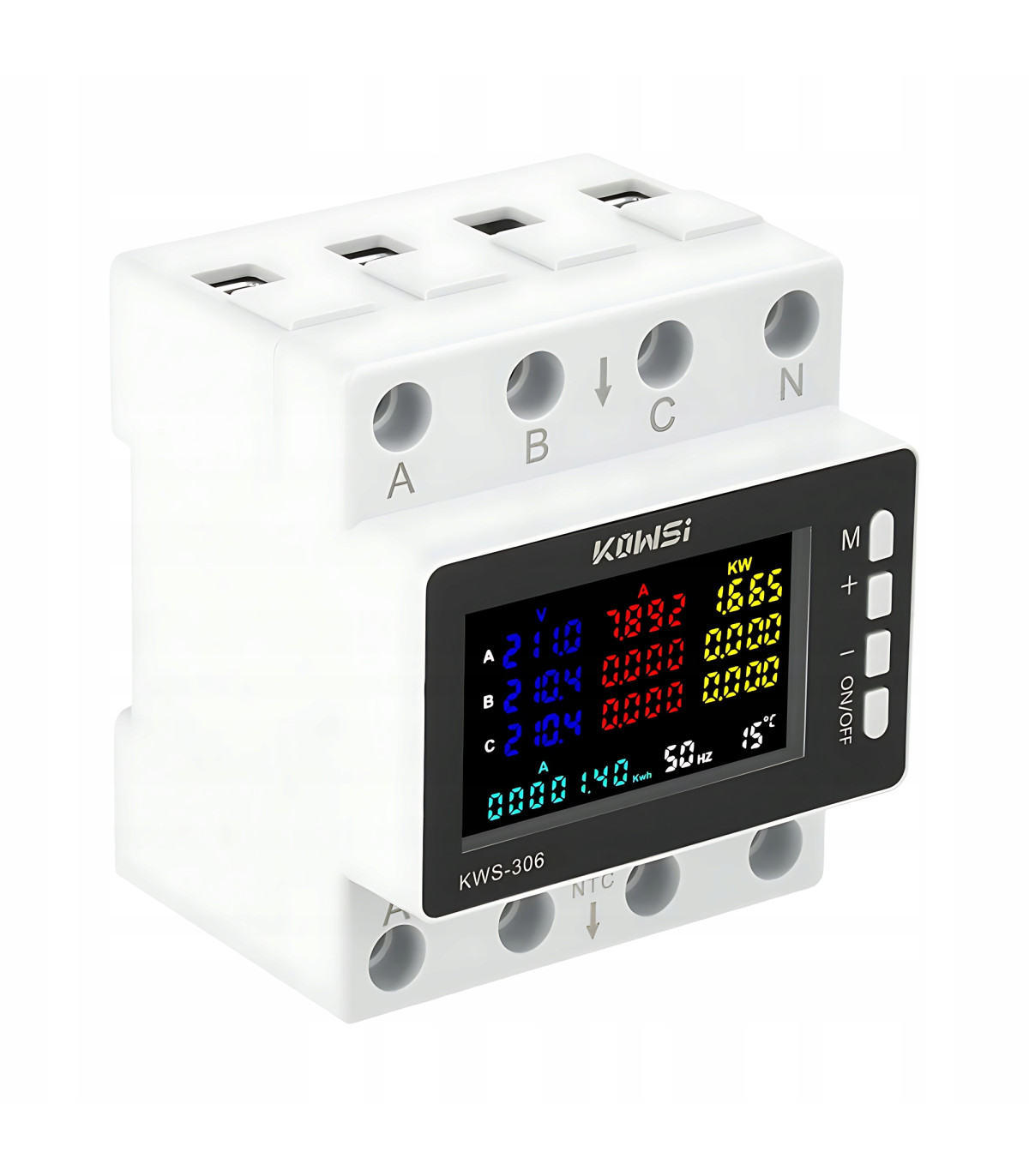 Trójfazowy licznik energii prądu mocy watomierz przekaźnik 80A z LCD na DIN