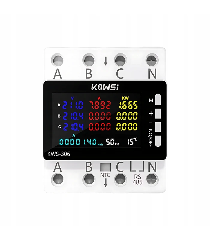 Trójfazowy licznik energii prądu mocy watomierz przekaźnik 80A z LCD na DIN