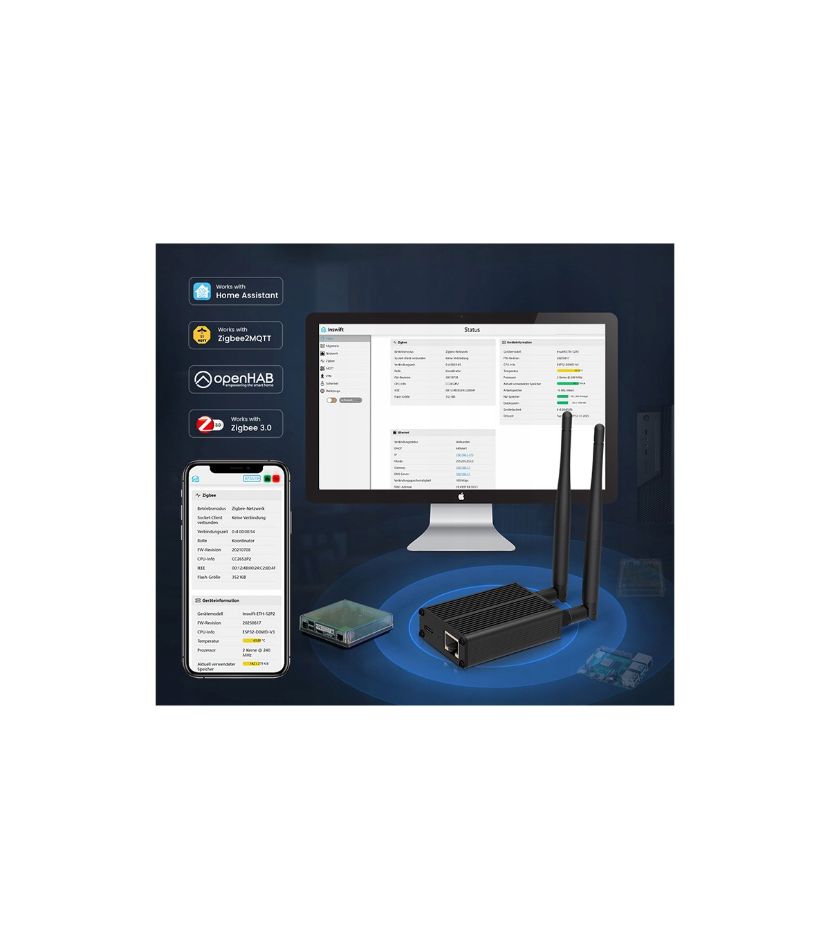 Koordynator Bramka ZigBee CC2652P2 RJ45 USB WiFi Home Assistant ZigBee2MQTT