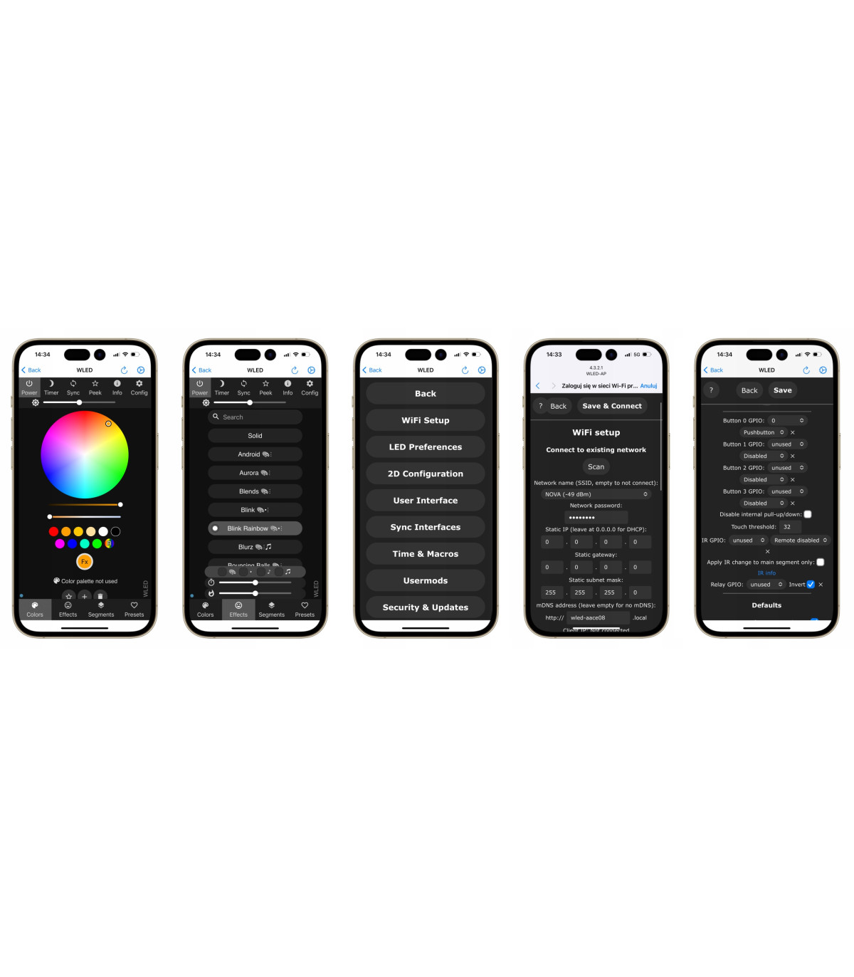 Sterownik LED WLED RGBIC WiFi ESP32 Ethernet RJ45 PWM WS281x MQTT 4 KANAŁY