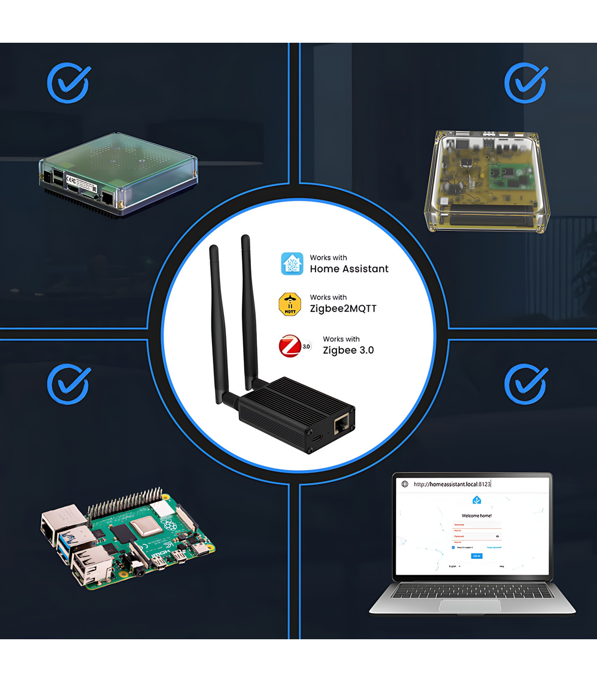 Koordynator Bramka ZigBee CC2652P2 RJ45 USB WiFi Home Assistant ZigBee2MQTT