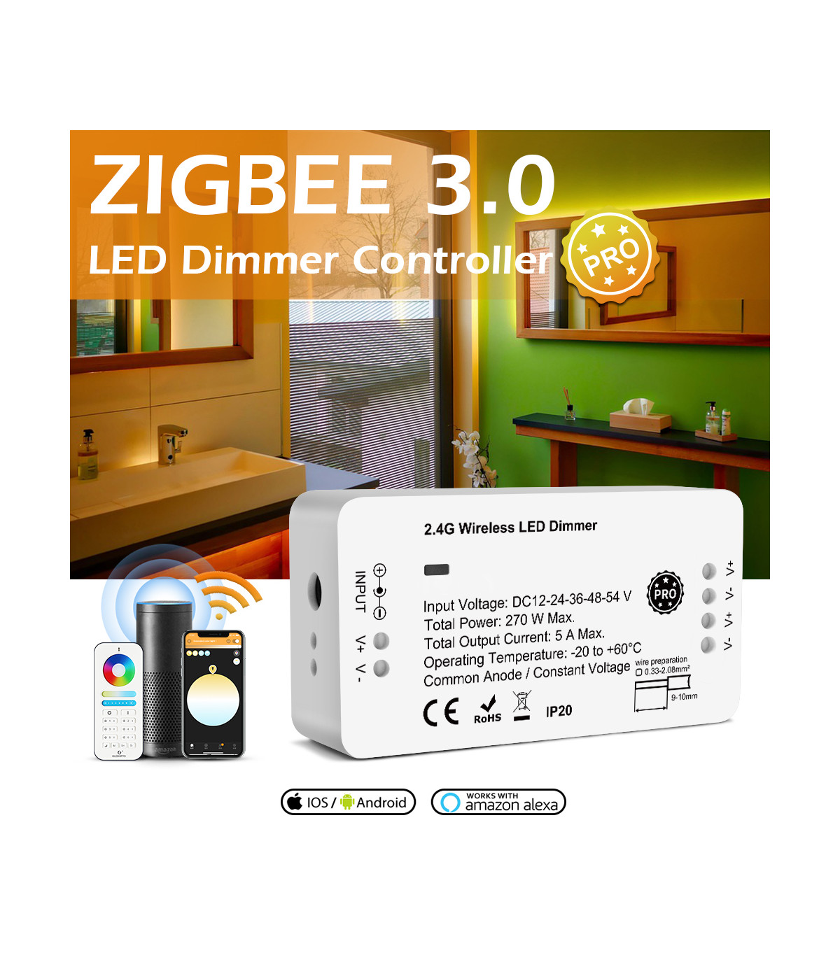 Ściemniacz ZigBee do pasków LED TUYA Hue